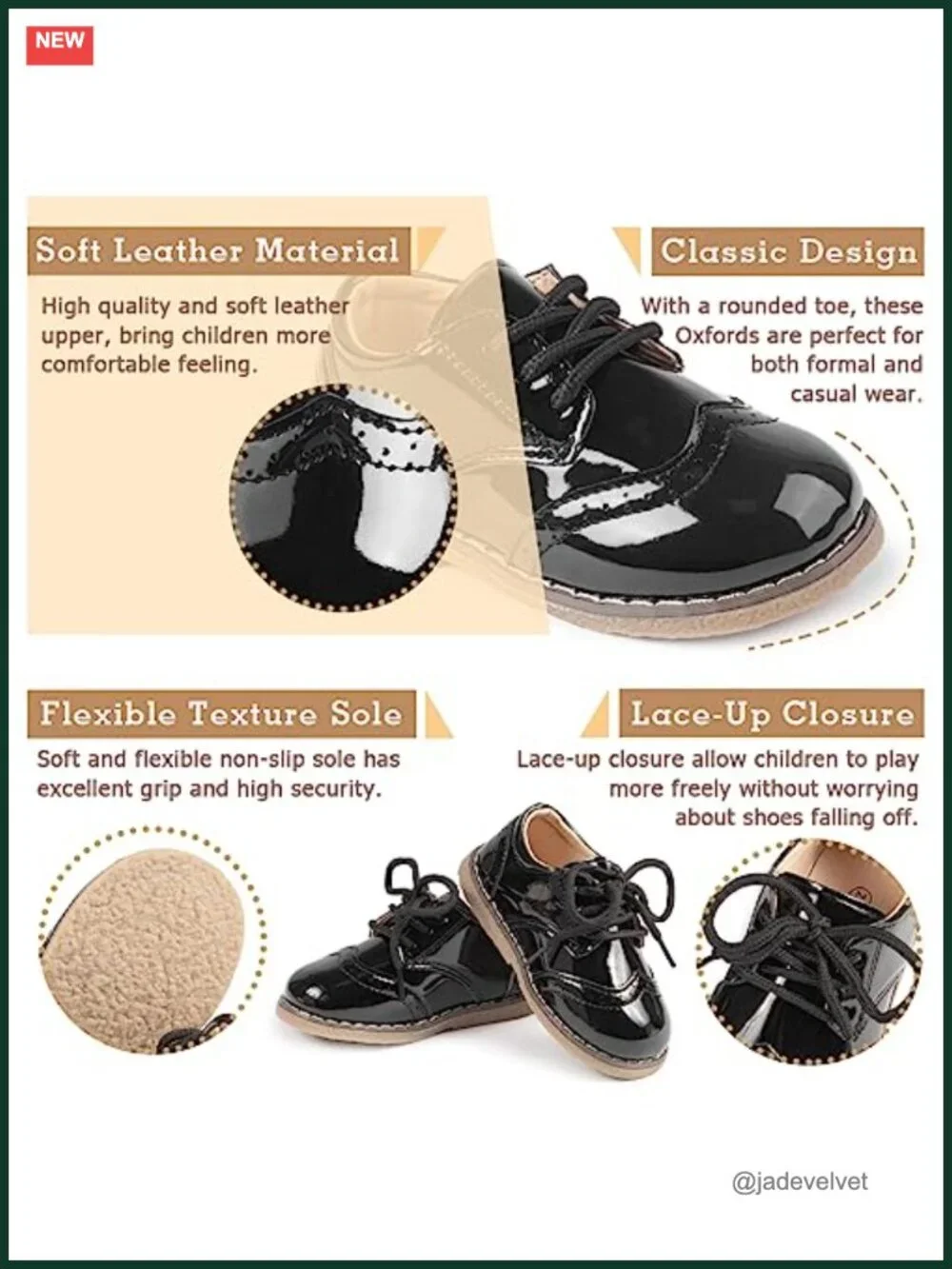Kids Oxford Dress Shoes Faux Leather Lace-Up Formal Casual School Uniform